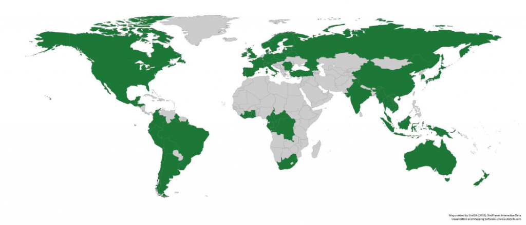 図1.　NEPConが合法性リスク評価を行った国 
